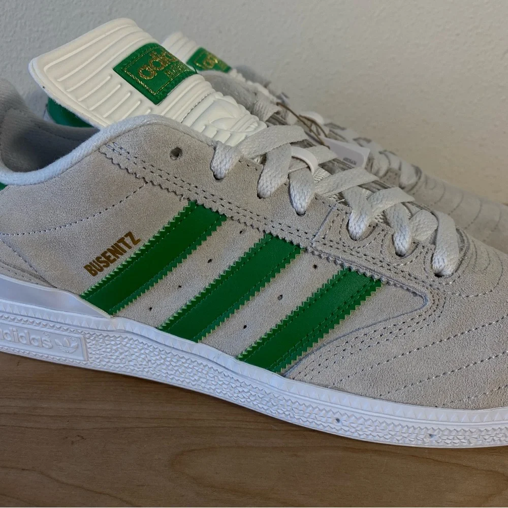 Adidas Busenitz Grey Suede Green Skateboarding Shoe - Size 10
